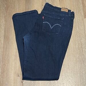 Levi's 505 Straight Leg Jeans Women's Dark Wash Embellished Pockets Size W33 L34